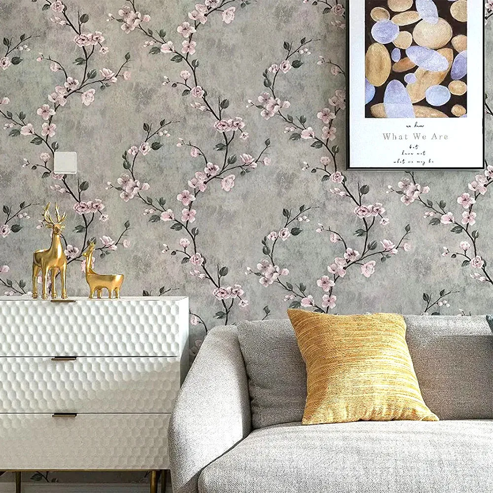 Floral Grey Peel and Stick Wallpaper - Image 3