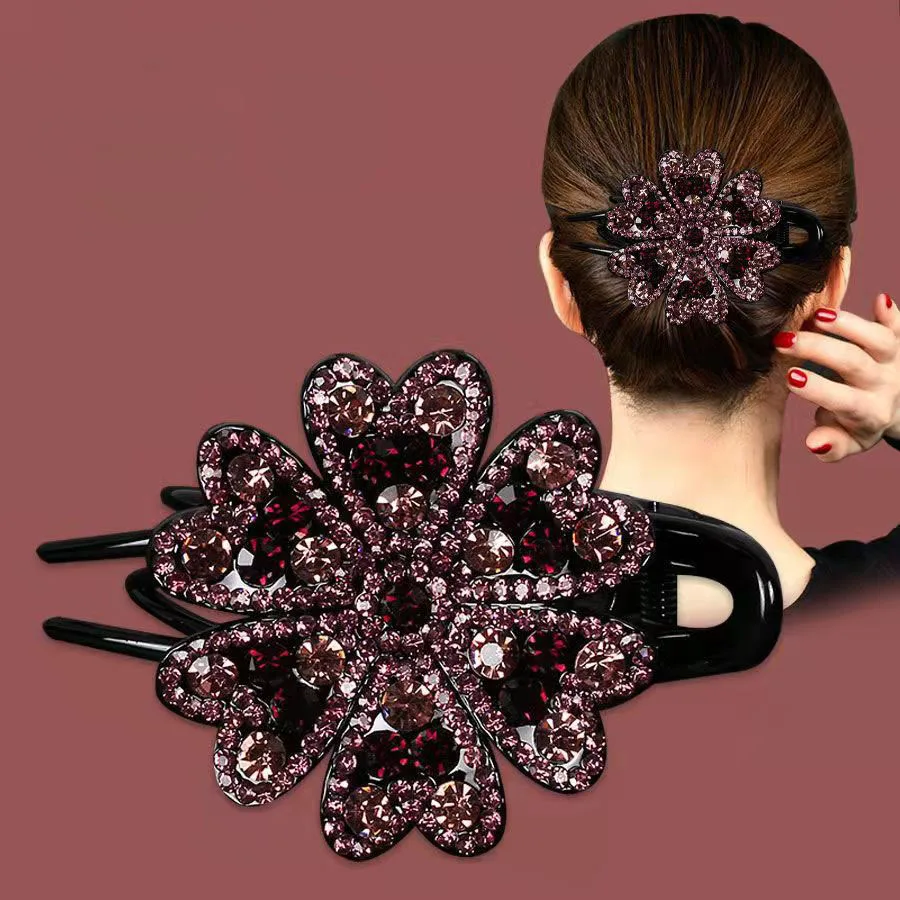 Flower Rhinestone Hair Clip - Image 6