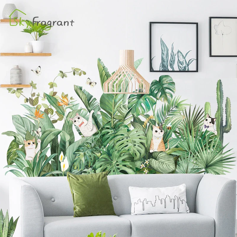 Flowers Plants Cats Wall Sticker - Image 2