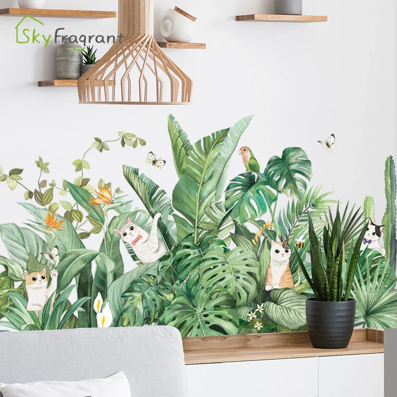 Flowers Plants Cats Wall Sticker - Image 3