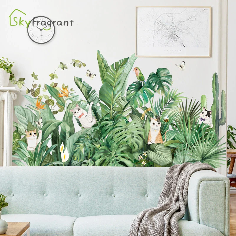 Flowers Plants Cats Wall Sticker - Image 4