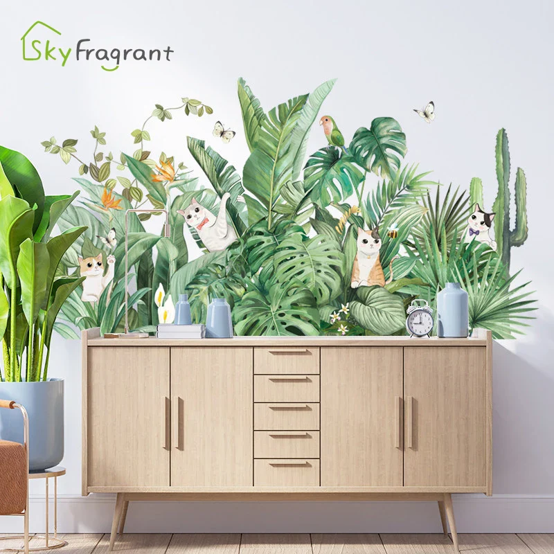 Flowers Plants Cats Wall Sticker - Image 5