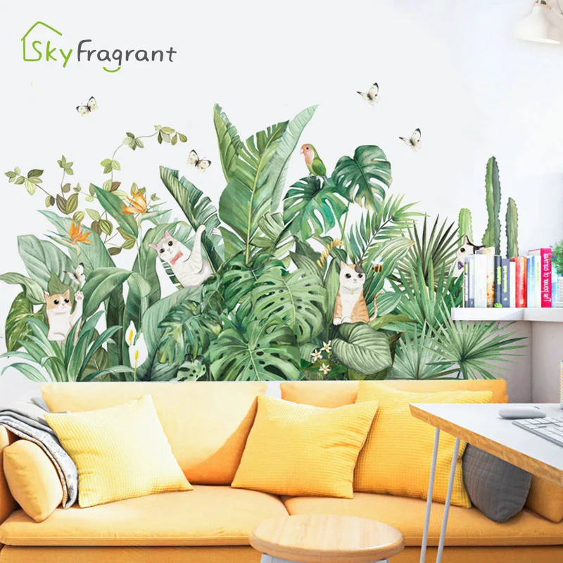 Flowers Plants Cats Wall Sticker - Image 6