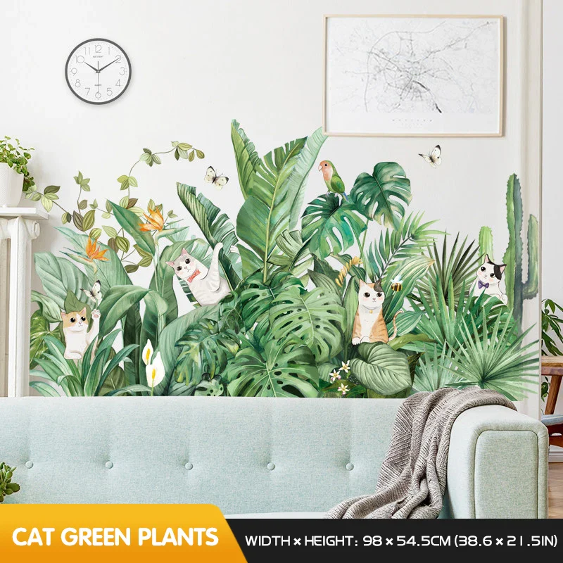 Flowers Plants Cats Wall Sticker - Image 7