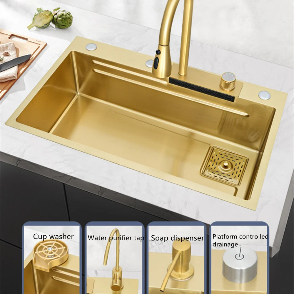 Gold Waterfall Kitchen Sink - Image 16