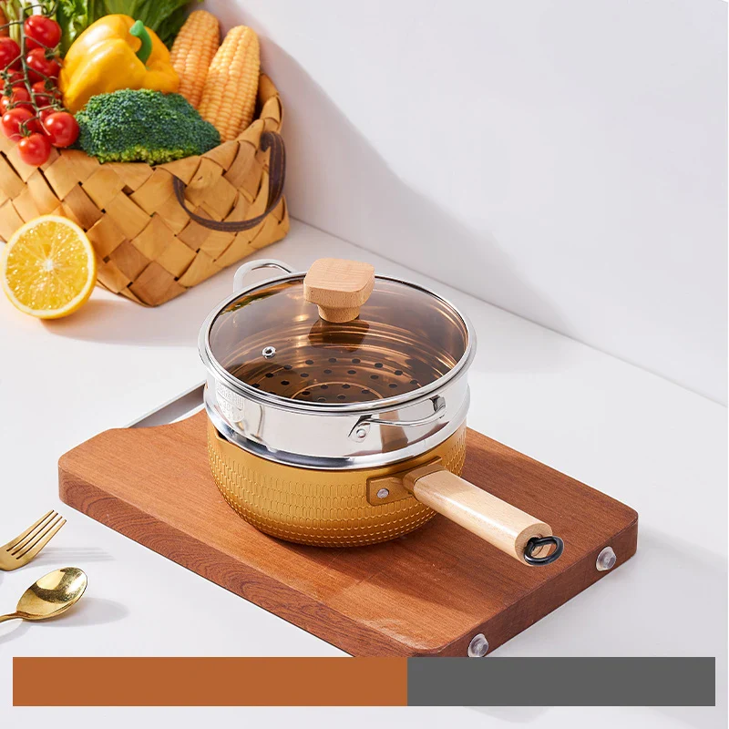 Golden Aluminum Saucepan With Steamer - Image 7