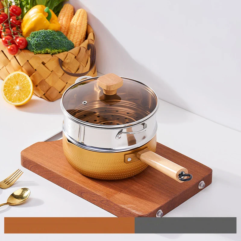 Golden Aluminum Saucepan With Steamer - Image 8