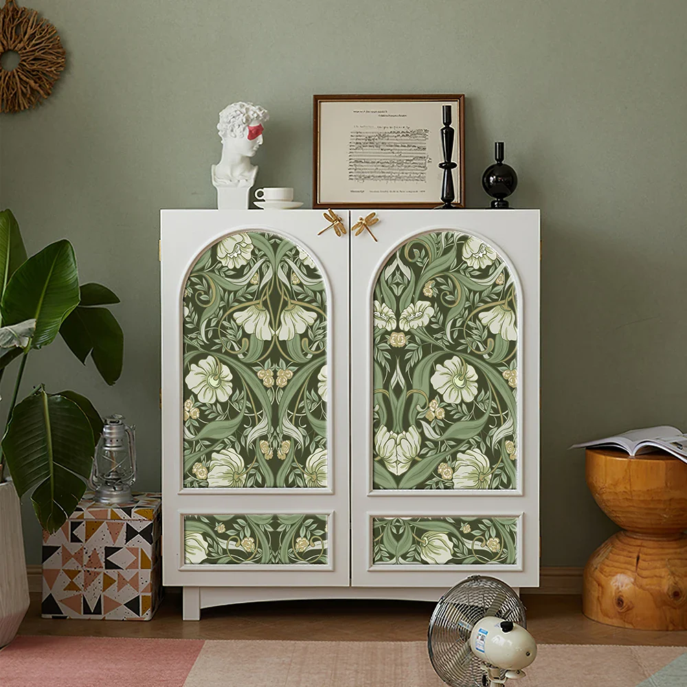 Green Boho Floral Adhesive Wallpaper - Image 4