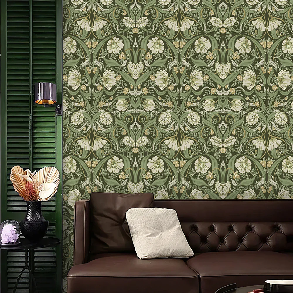 Green Boho Floral Adhesive Wallpaper - Image 5
