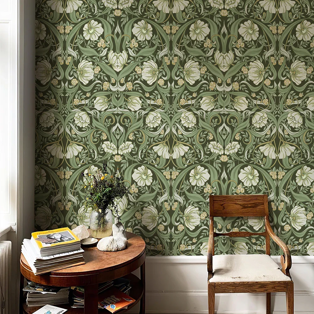 Green Boho Floral Adhesive Wallpaper - Image 6