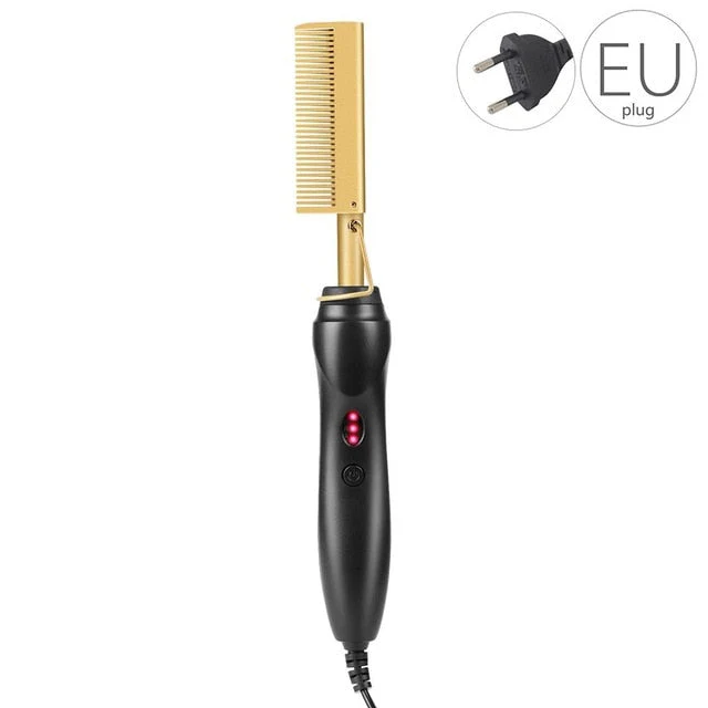 Electric Gold Hair Straightener Hot Comb - Image 14