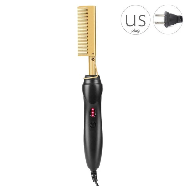 Electric Gold Hair Straightener Hot Comb - Image 15