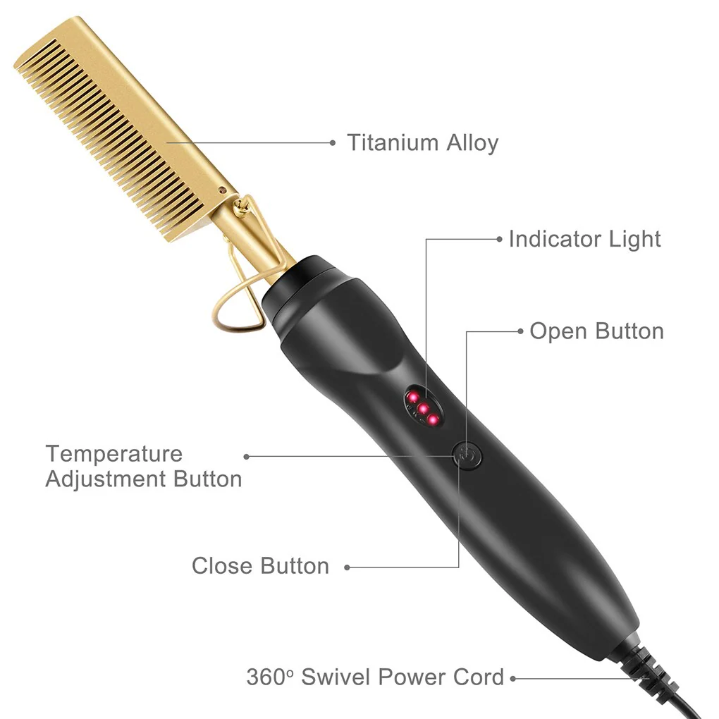 Electric Gold Hair Straightener Hot Comb - Image 5