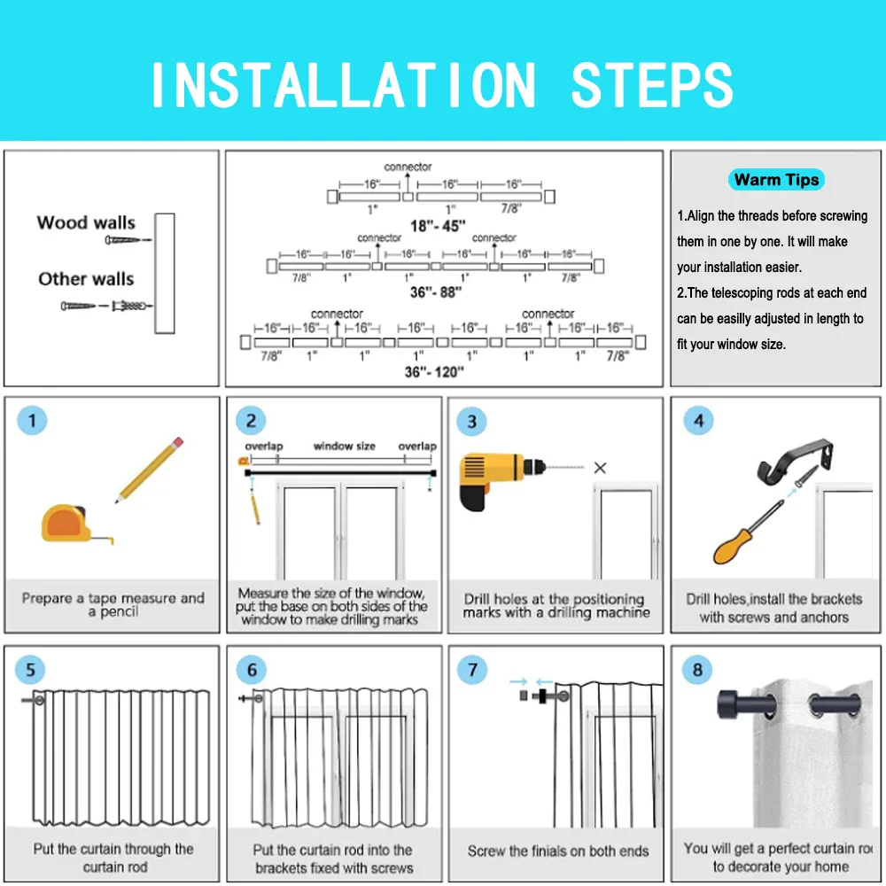 Heavy Duty Adjustable Curtain Rod - Image 17