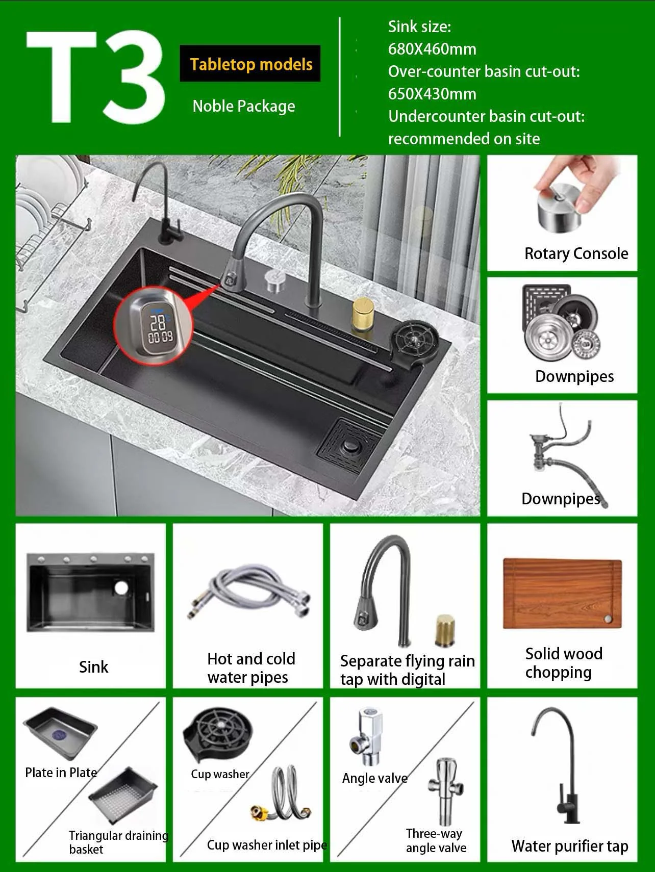 Hidden Stainless Steel Flying Waterfall Sink - Image 13