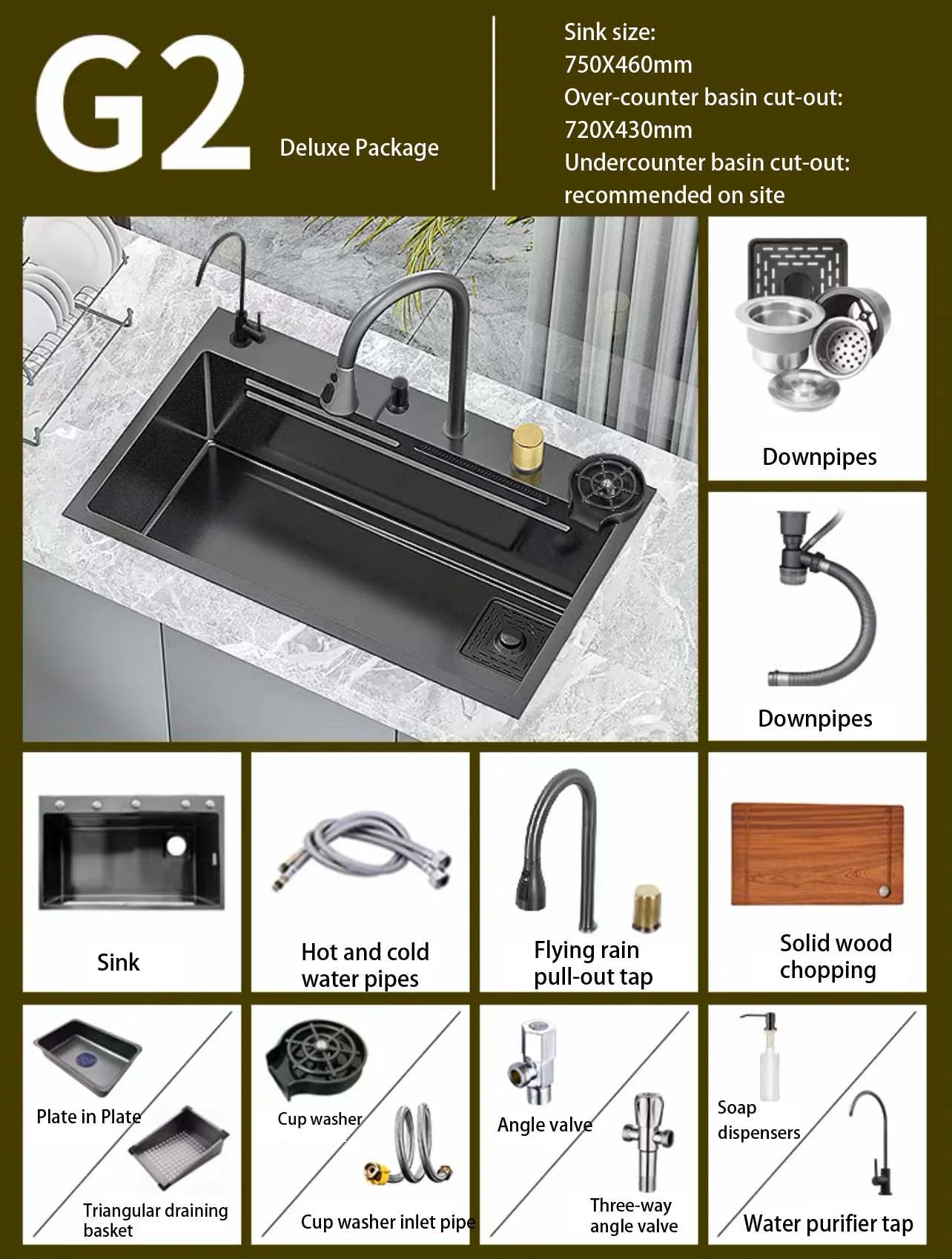 Hidden Stainless Steel Flying Waterfall Sink - Image 14