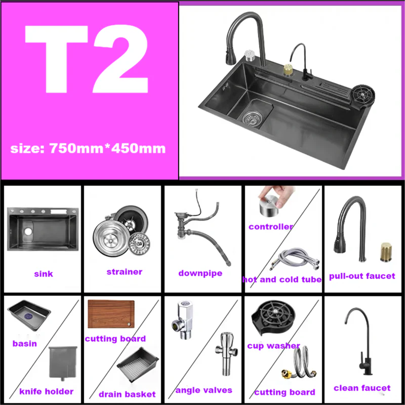 Hidden Stainless Steel Flying Waterfall Sink - Image 16