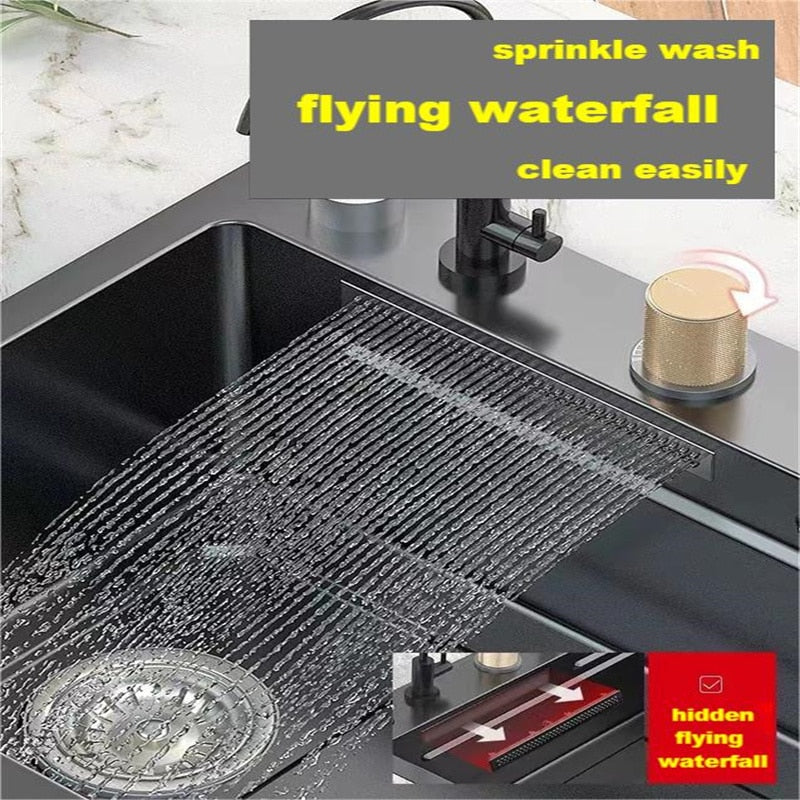 Hidden Stainless Steel Flying Waterfall Sink - Image 19
