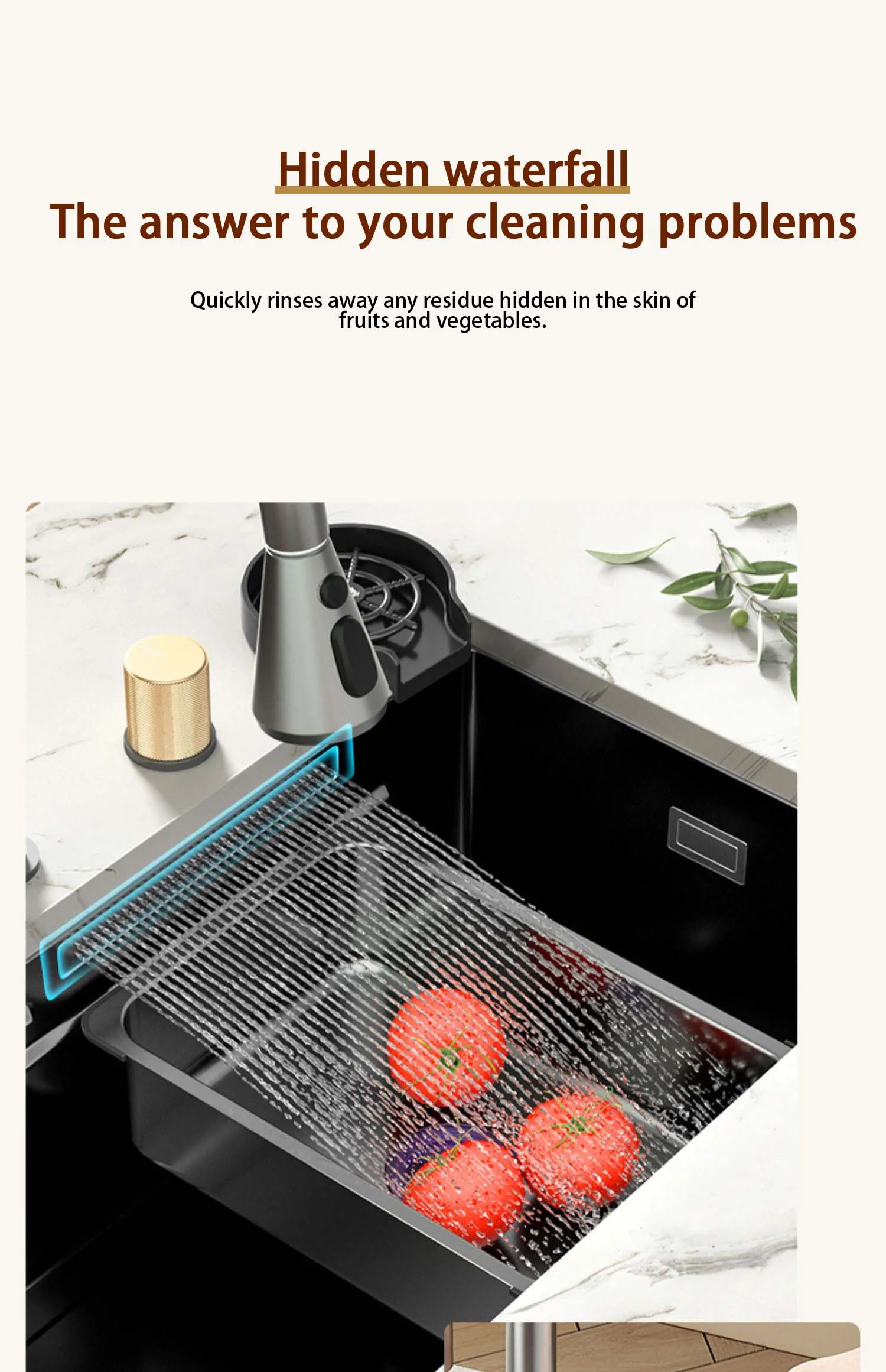Hidden Stainless Steel Flying Waterfall Sink - Image 21