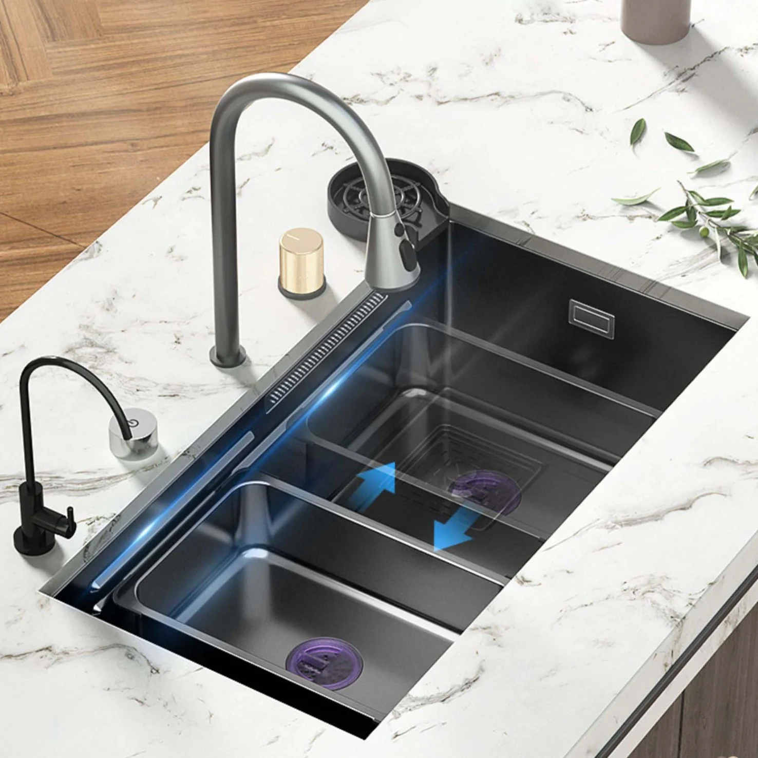 Hidden Stainless Steel Flying Waterfall Sink - Image 23
