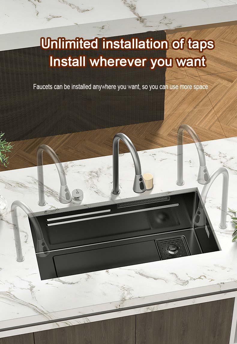 Hidden Stainless Steel Flying Waterfall Sink - Image 28
