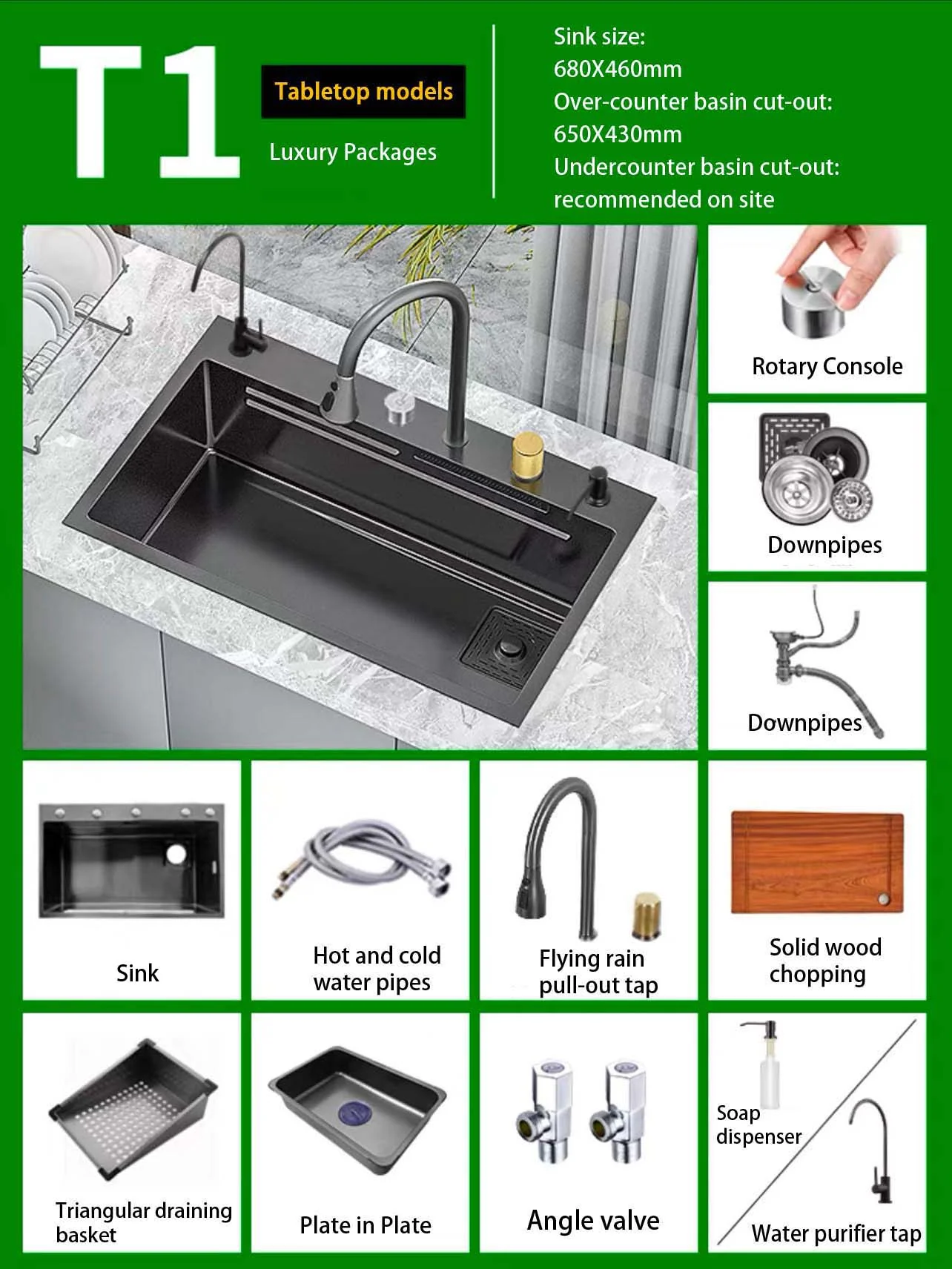 Hidden Stainless Steel Flying Waterfall Sink - Image 3
