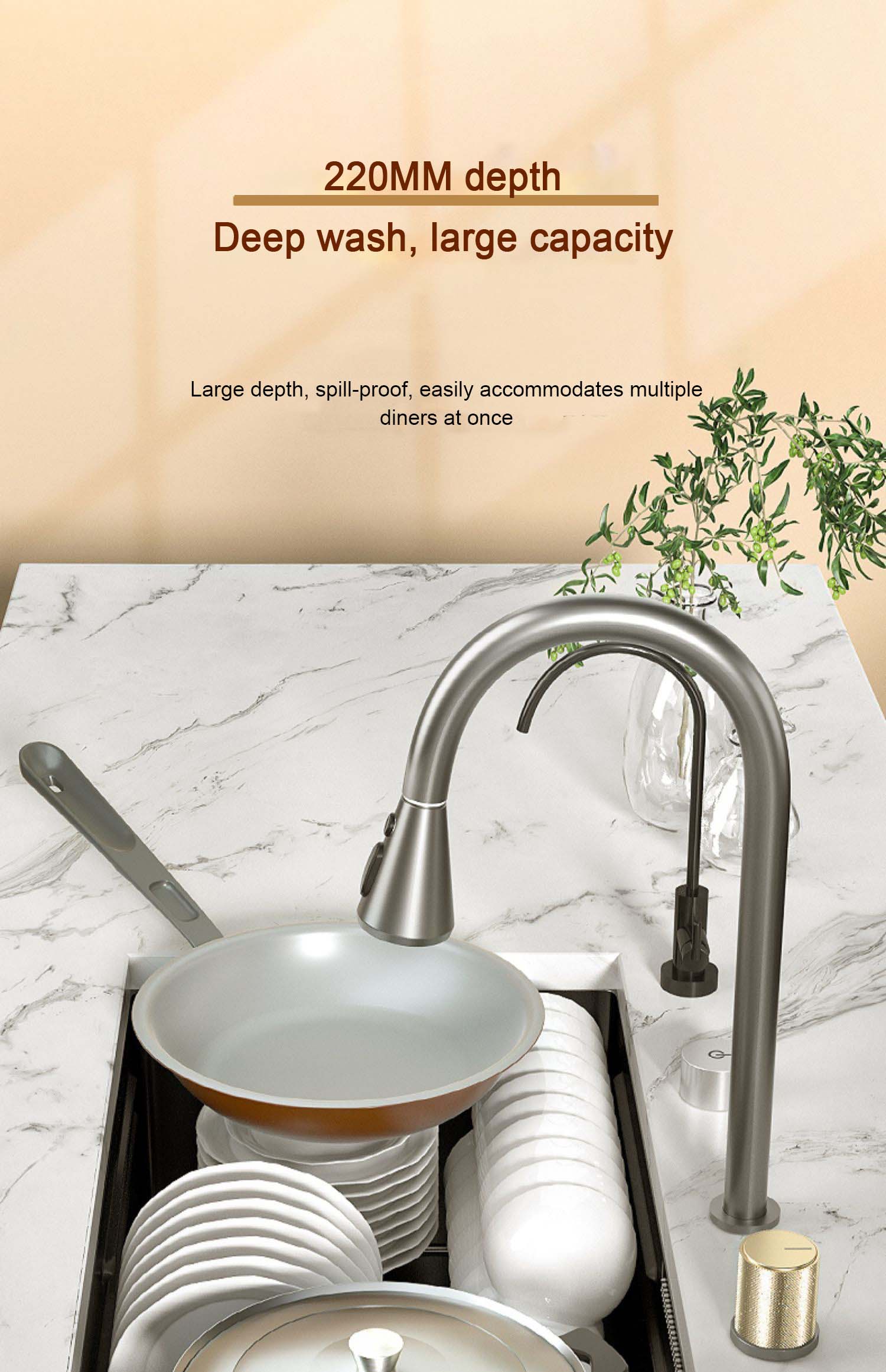 Hidden Stainless Steel Flying Waterfall Sink - Image 32
