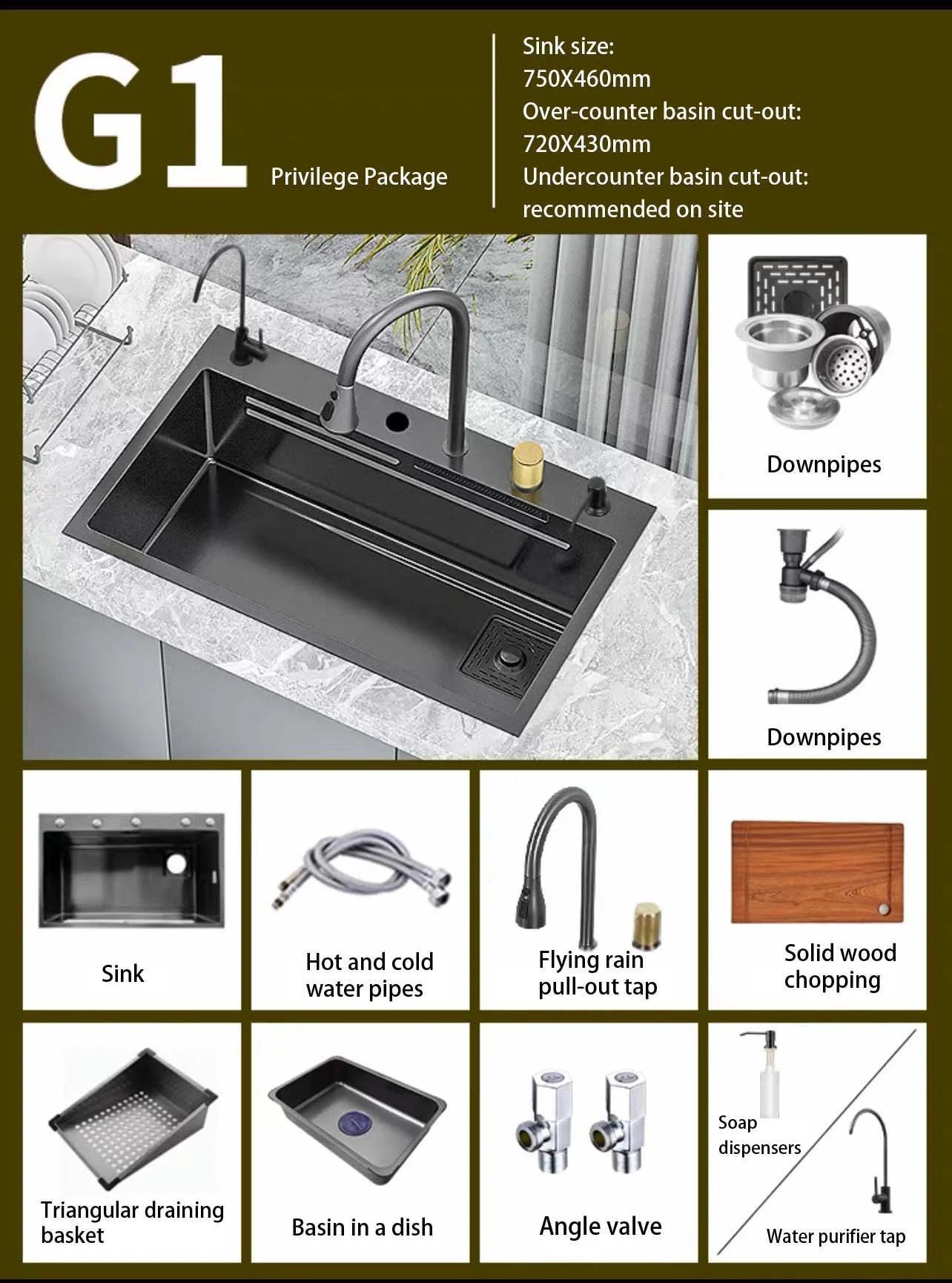 Hidden Stainless Steel Flying Waterfall Sink - Image 5