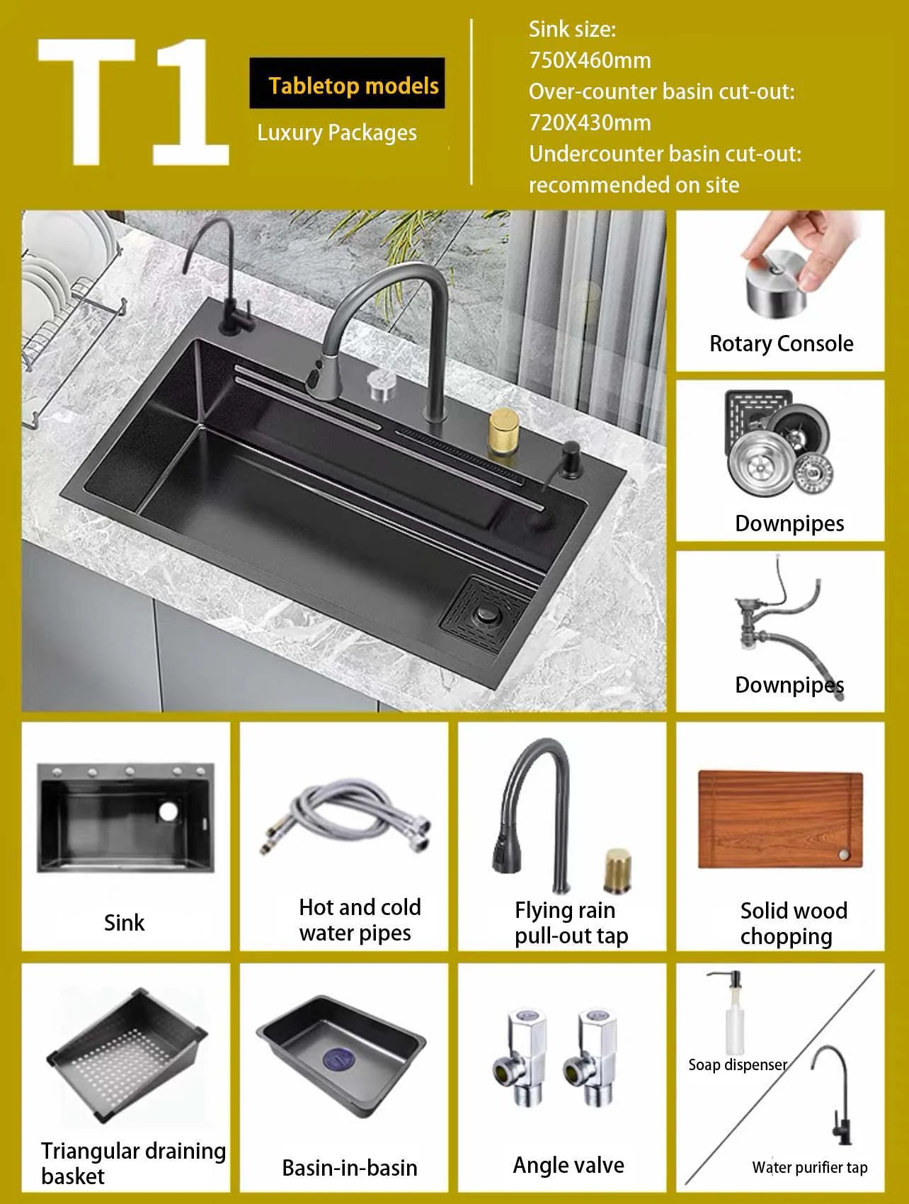 Hidden Stainless Steel Flying Waterfall Sink - Image 6