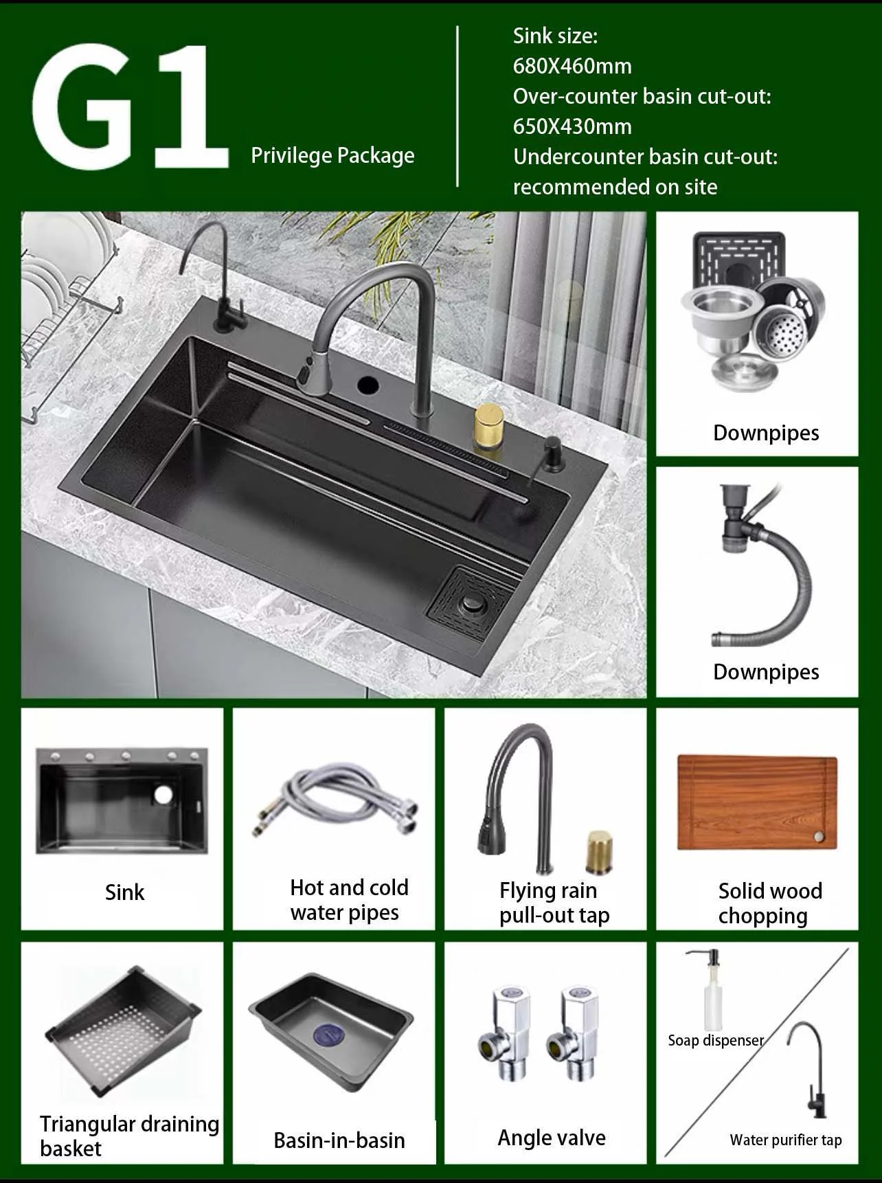 Hidden Stainless Steel Flying Waterfall Sink - Image 9