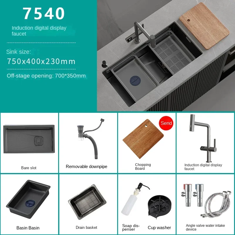 Honeycomb Embossed Waterfall Kitchen Sink - Image 21