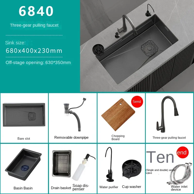 Honeycomb Embossed Waterfall Kitchen Sink - Image 9