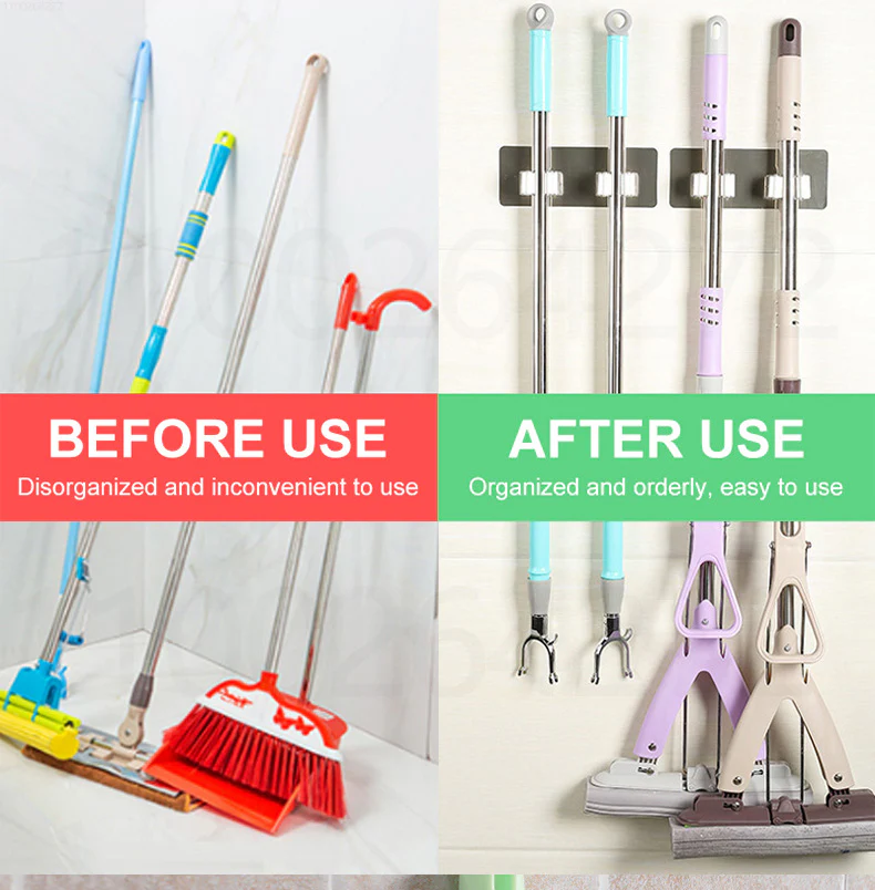 Kitchen Multi-Purpose Mop Holder Hooks - Image 10