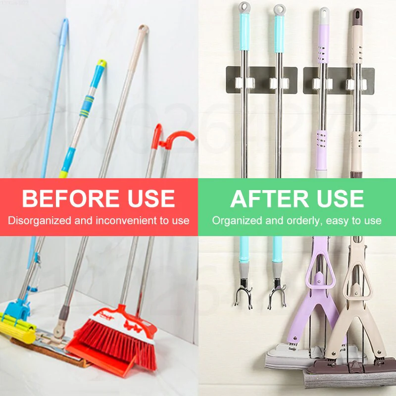 Kitchen Multi-Purpose Mop Holder Hooks - Image 9