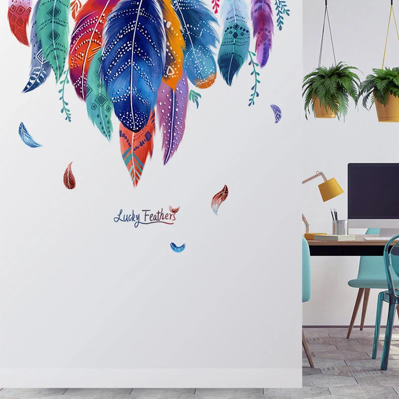 Large Colorful Feather Wall Stickers - Image 6