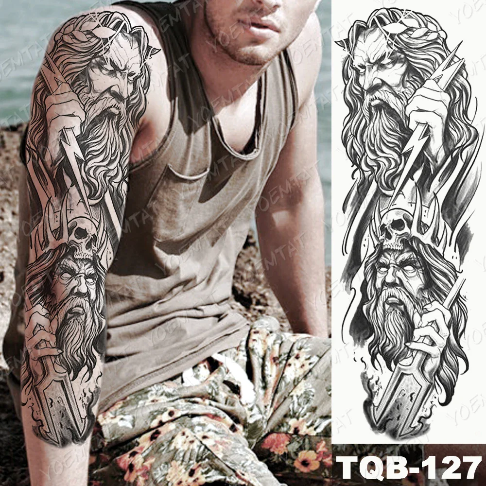 Large Full Arm Sleeve Waterproof Temporary Tattoo - Image 6