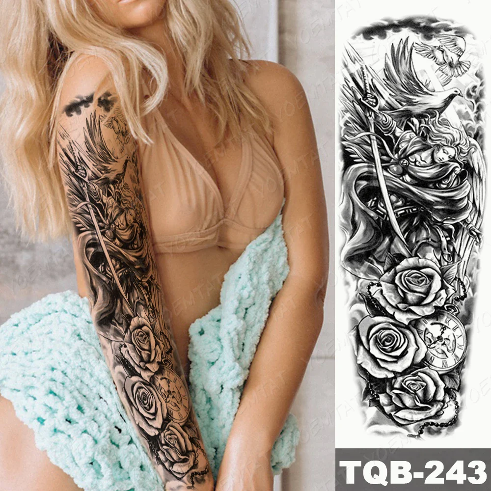 Large Full Arm Sleeve Waterproof Temporary Tattoo - Image 9