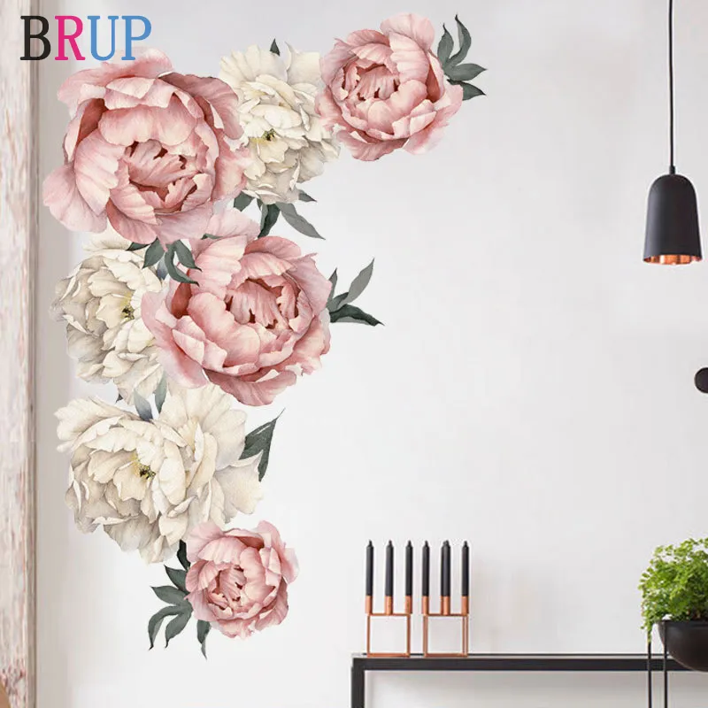 Large Pink Peony Flower Wall Stickers - Image 2