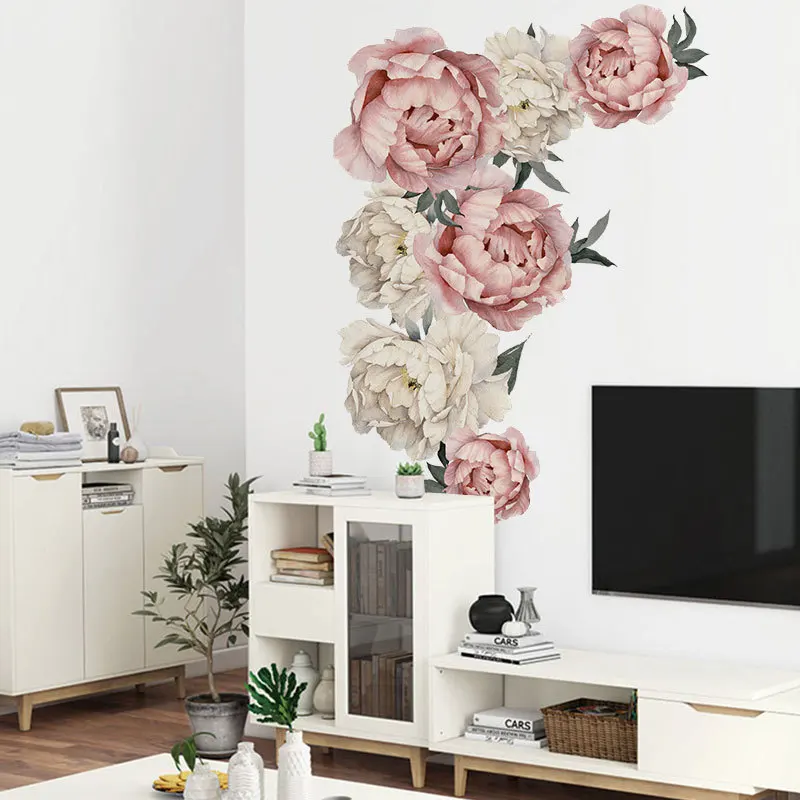 Large Pink Peony Flower Wall Stickers - Image 3