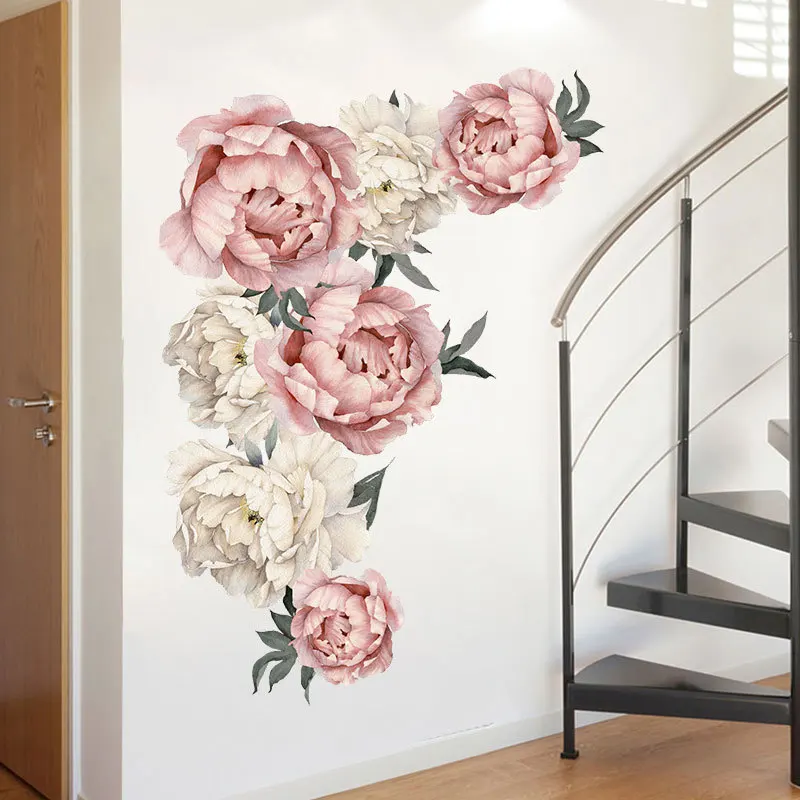 Large Pink Peony Flower Wall Stickers - Image 4
