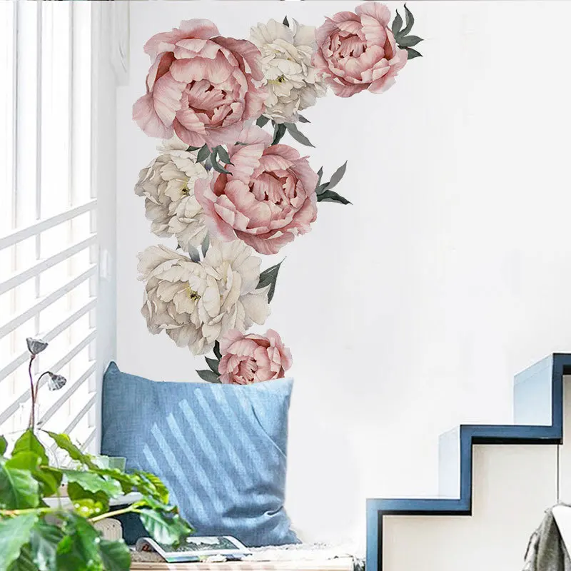 Large Pink Peony Flower Wall Stickers - Image 5