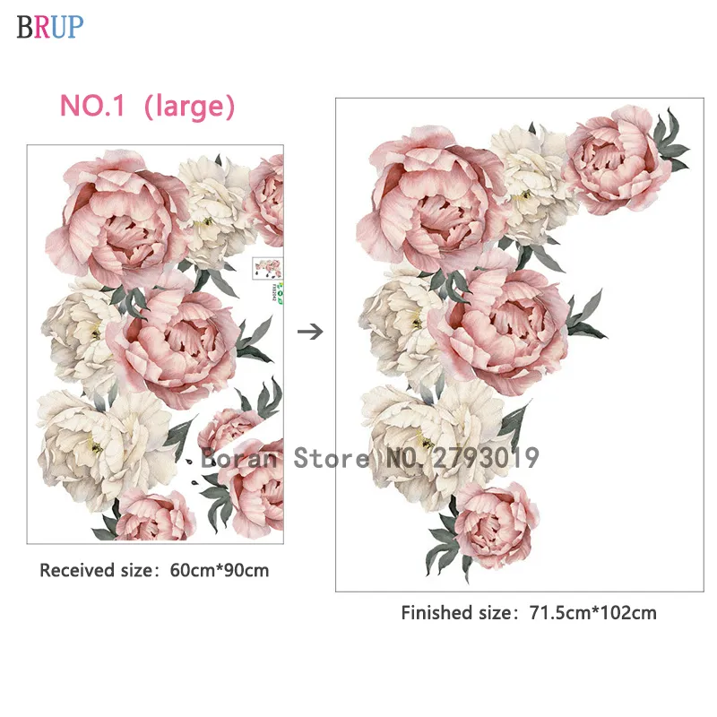 Large Pink Peony Flower Wall Stickers - Image 7