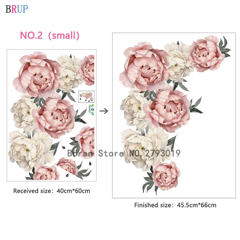 Large Pink Peony Flower Wall Stickers - Image 8