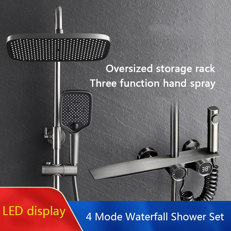 LED Display Digital Grey Knob Shower Set - Image 2