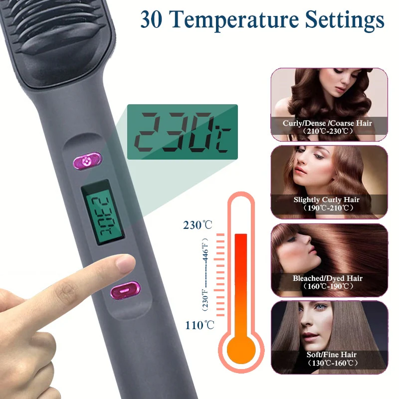 LED Display Electric Hot Air Straightener Comb - Image 22