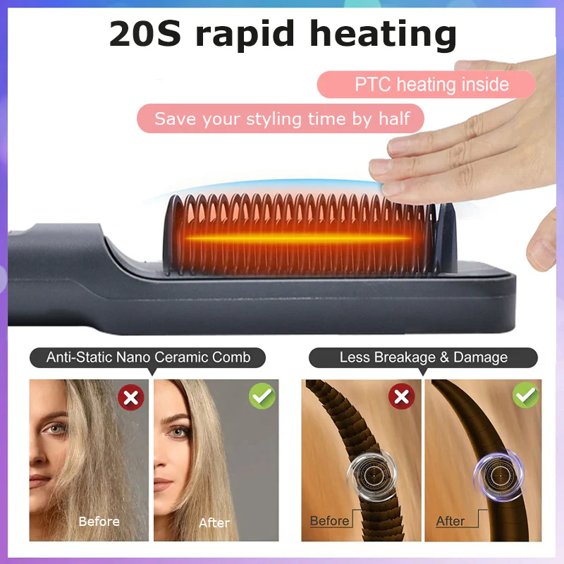 LED Display Electric Hot Air Straightener Comb - Image 25