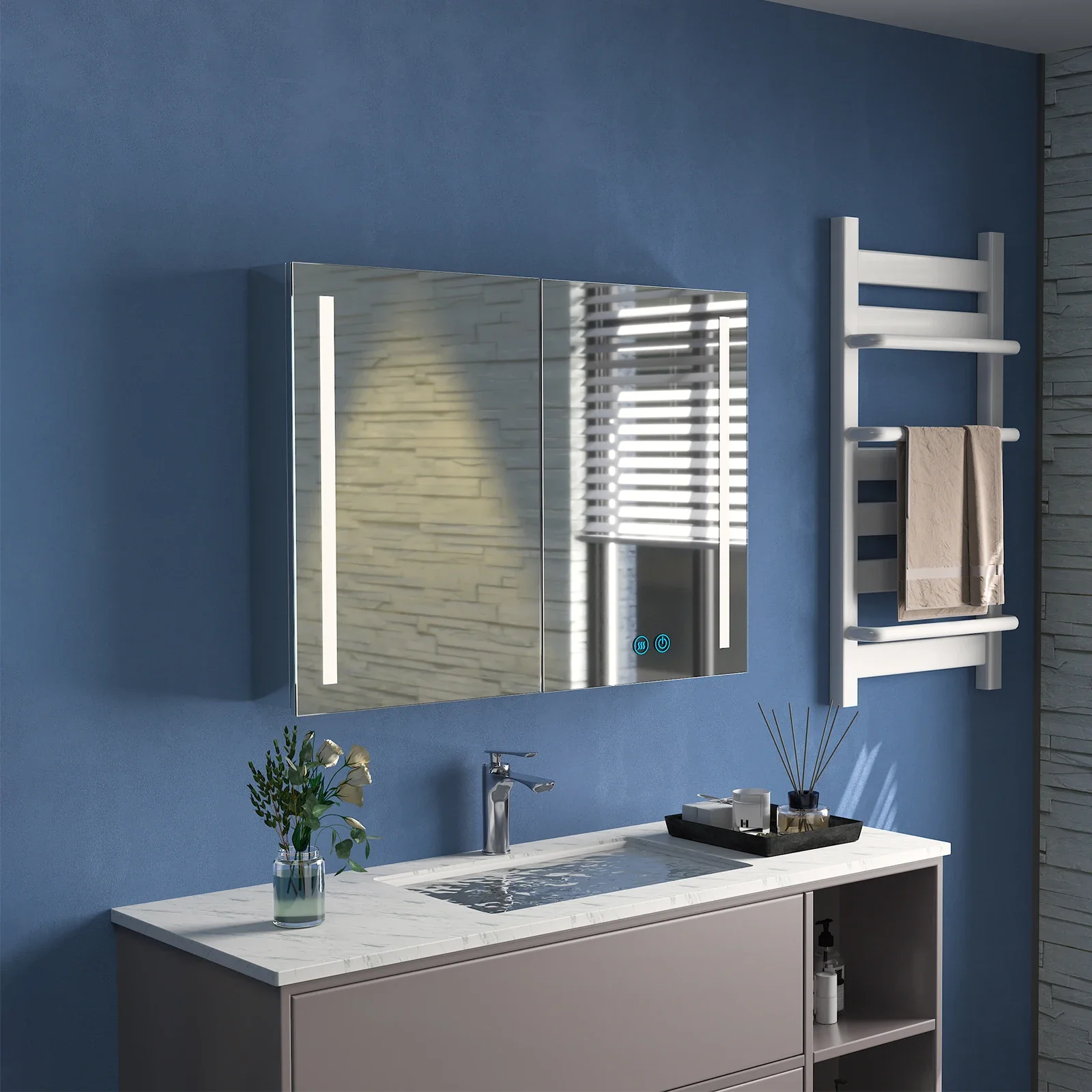 LED Touch Mirror Cabinet 31.5 X 23.62 inch - Image 2
