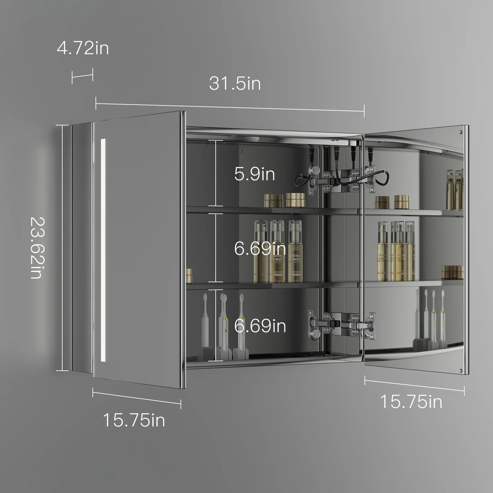 LED Touch Mirror Cabinet 31.5 X 23.62 inch - Image 4