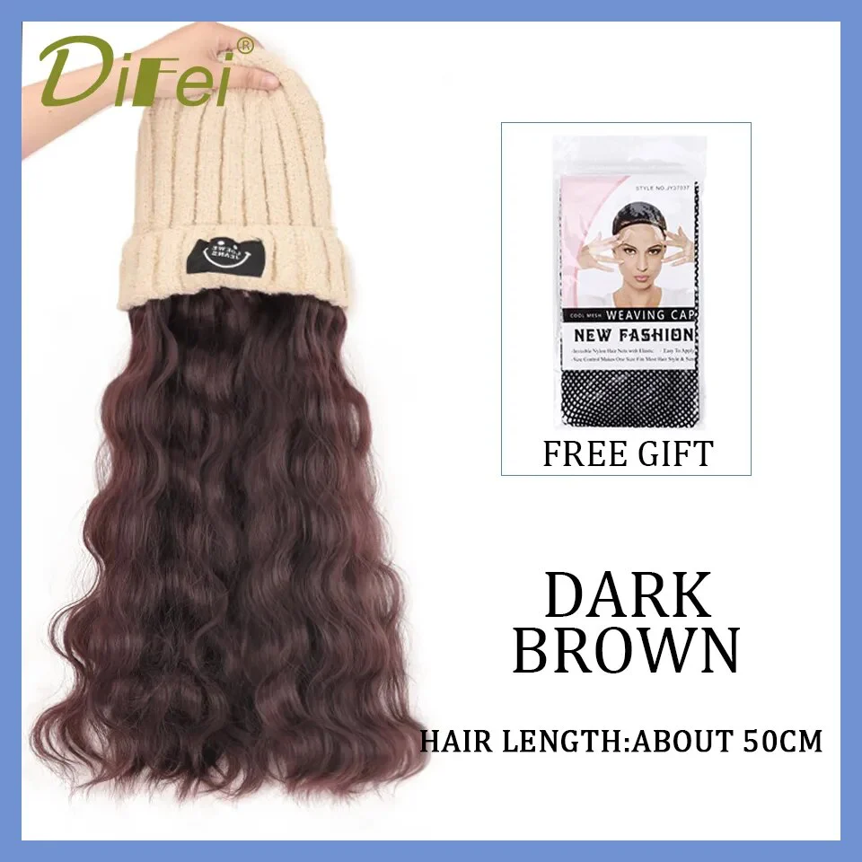 Long Wavy Hair Wig Beanie - Image 12