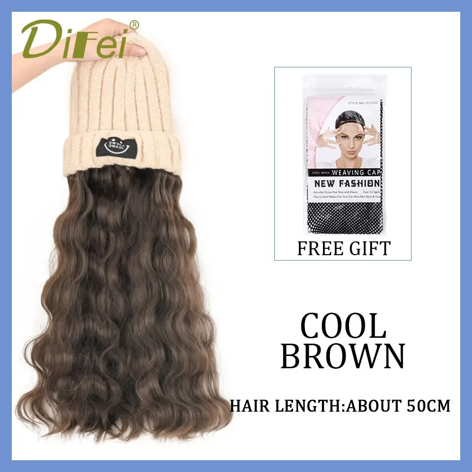 Long Wavy Hair Wig Beanie - Image 13